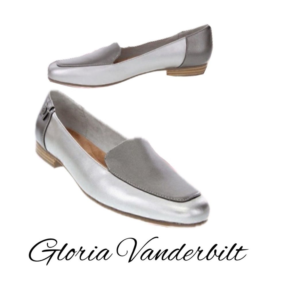 Gloria Vanderbelt Marjorie silver/shimmer loafer